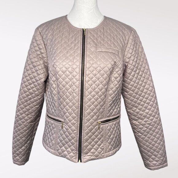 Jolmar Metallic Quilted Zip Jacket Blush Lightweight Bomber Style Small - Picture 1 of 10